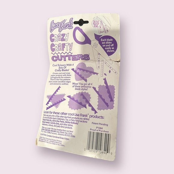 New In Package Vtg Lisa Frank Scissors Crazy Crafty Cutters 4 Blades Scissors - Picture 6 of 8